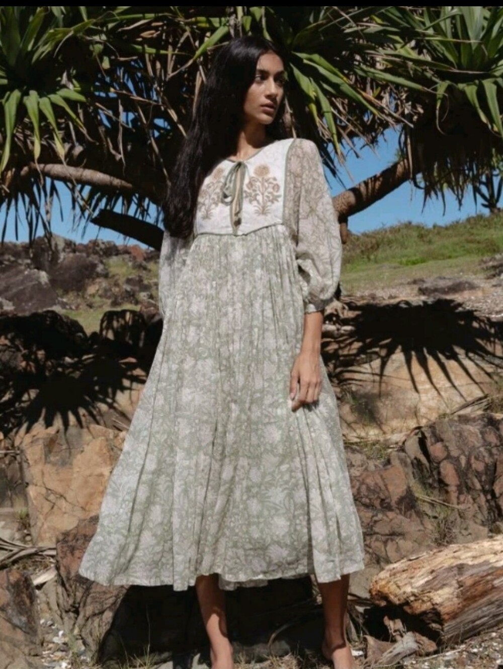 Daughters Of India Diya Midi Dress In Pistachio